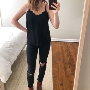 Abercrombie & Fitch Eyelash Lace Trimmed Camisole